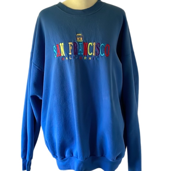 Hanes Tops - Retro San Francisco California Embroidered Travel Tourist Crewneck Sweatshirt